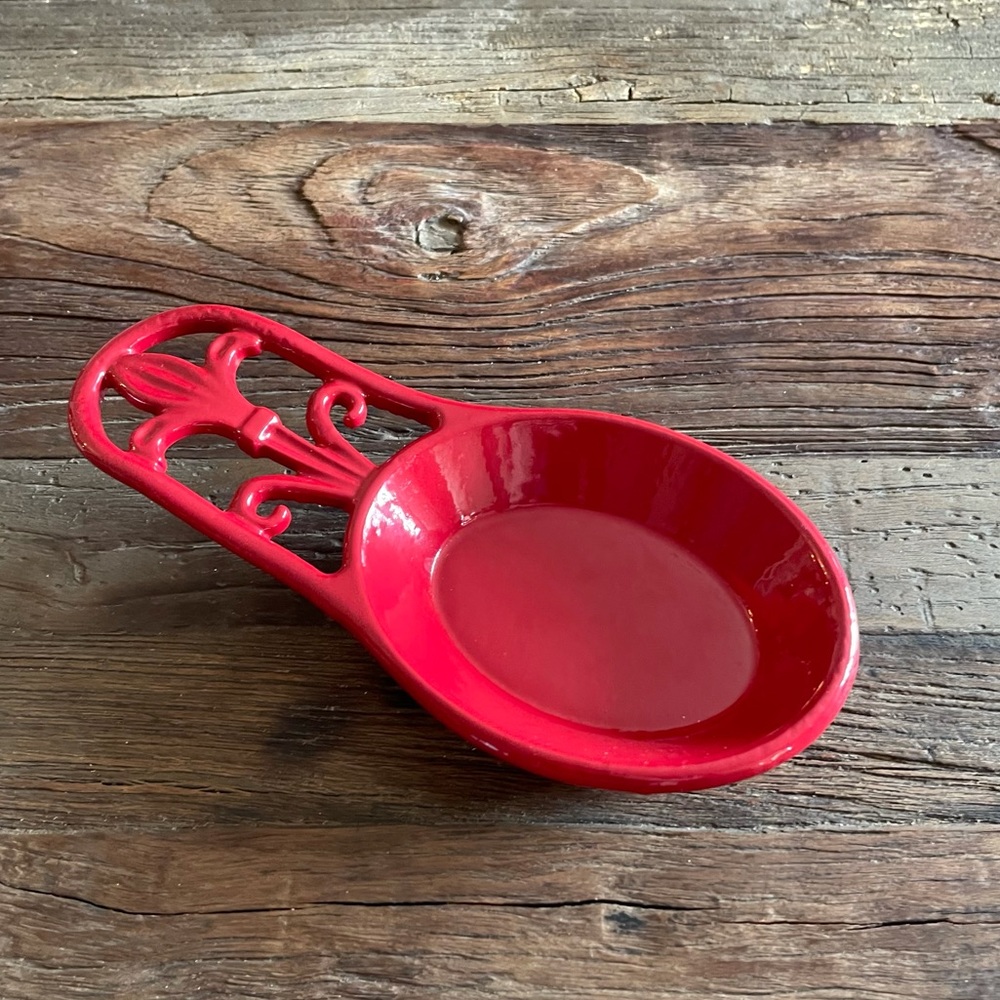 NEW Red Cast Iron Spoon Rest
